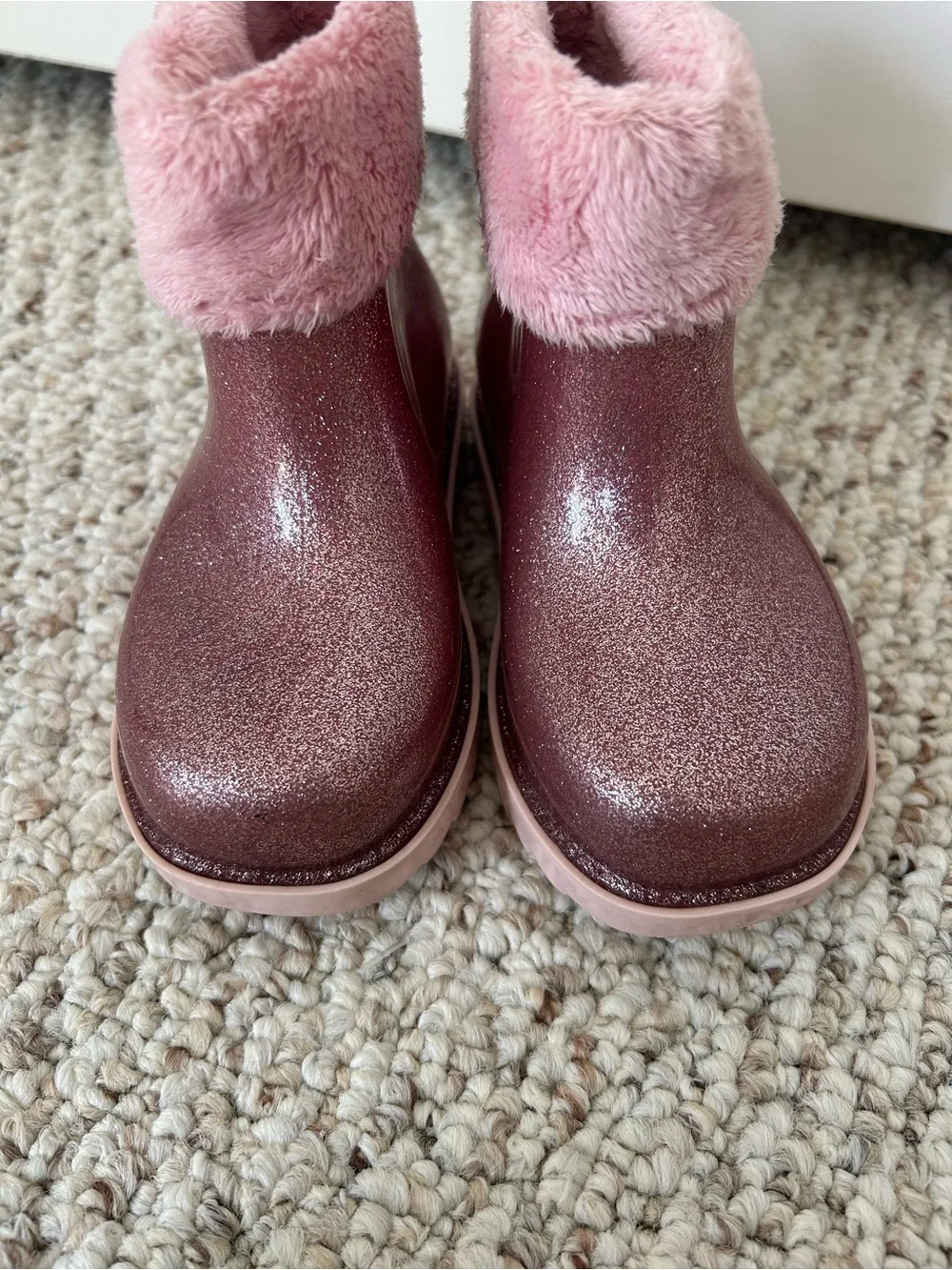 Mini Melissa girls pink glitter boots size 9 Fall Winter Back to School